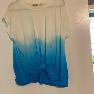 Turquoise and white cotton top